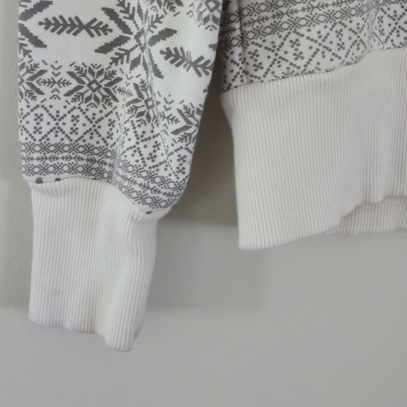 EDC by Esprit Fair Isle Y2K Cowl Neck Hoodie Sweatshirt Gray White M - Picture 6 of 13